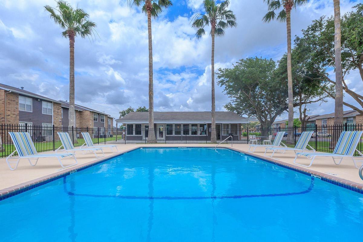 full view of sparkling pool at the estates apartment homes